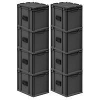 EUROBOX 8x NextGen Portable, HxBxT 33,5x30x40cm, 30 Liter, Schwarz - Schwarz, Kunststoff (30/33.5/40cm) - PROREGAL