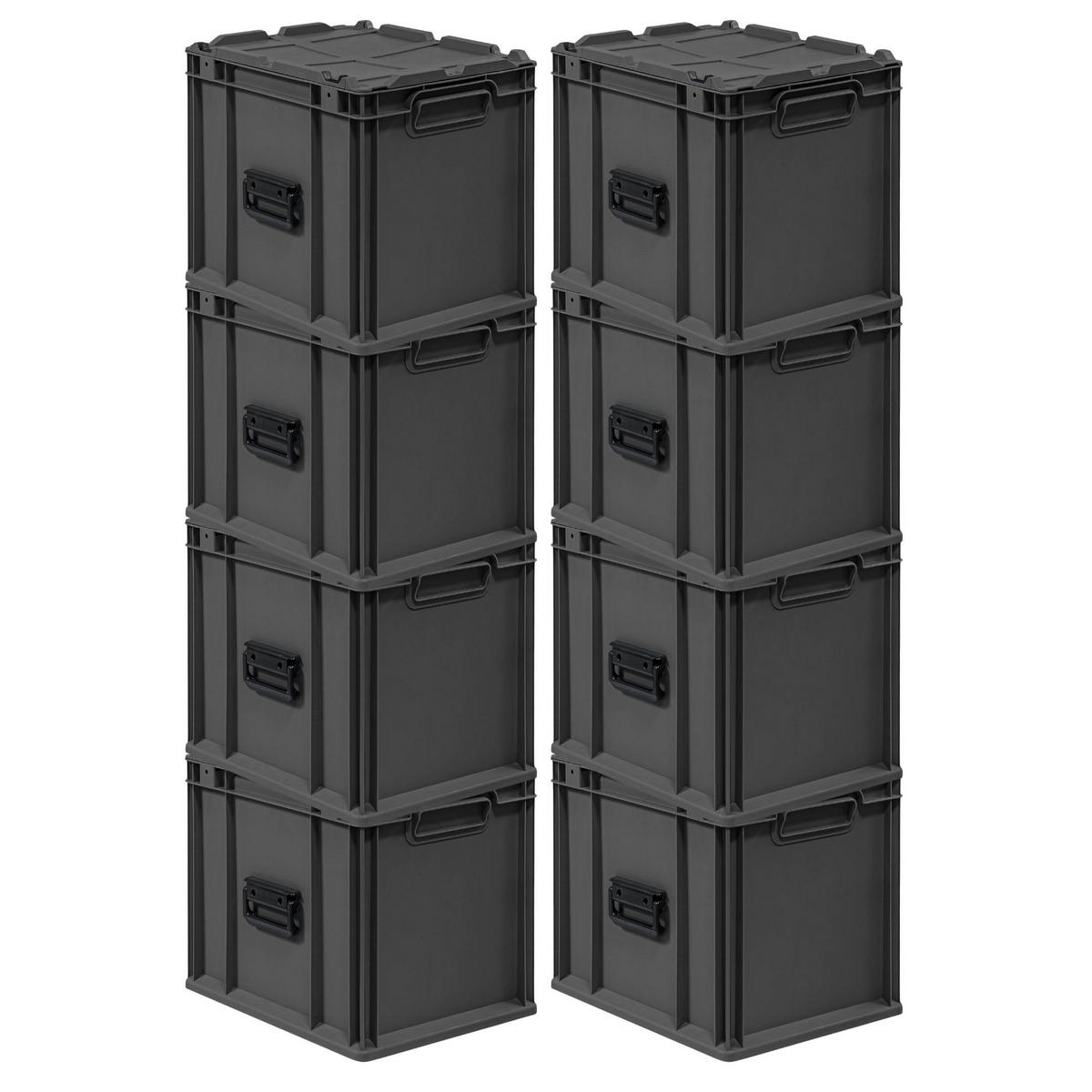 EUROBOX 8x NextGen Portable, HxBxT 33,5x30x40cm, 30 Liter, Schwarz - Schwarz, Kunststoff (30/33.5/40cm) - PROREGAL