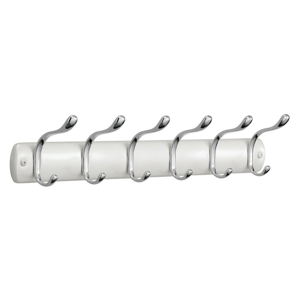 GARDEROBENHAKENLEISTE 6 Haken gebürstetes Holz - Weiß, Metall (7.4/9.4/50.3cm) - Calicosy