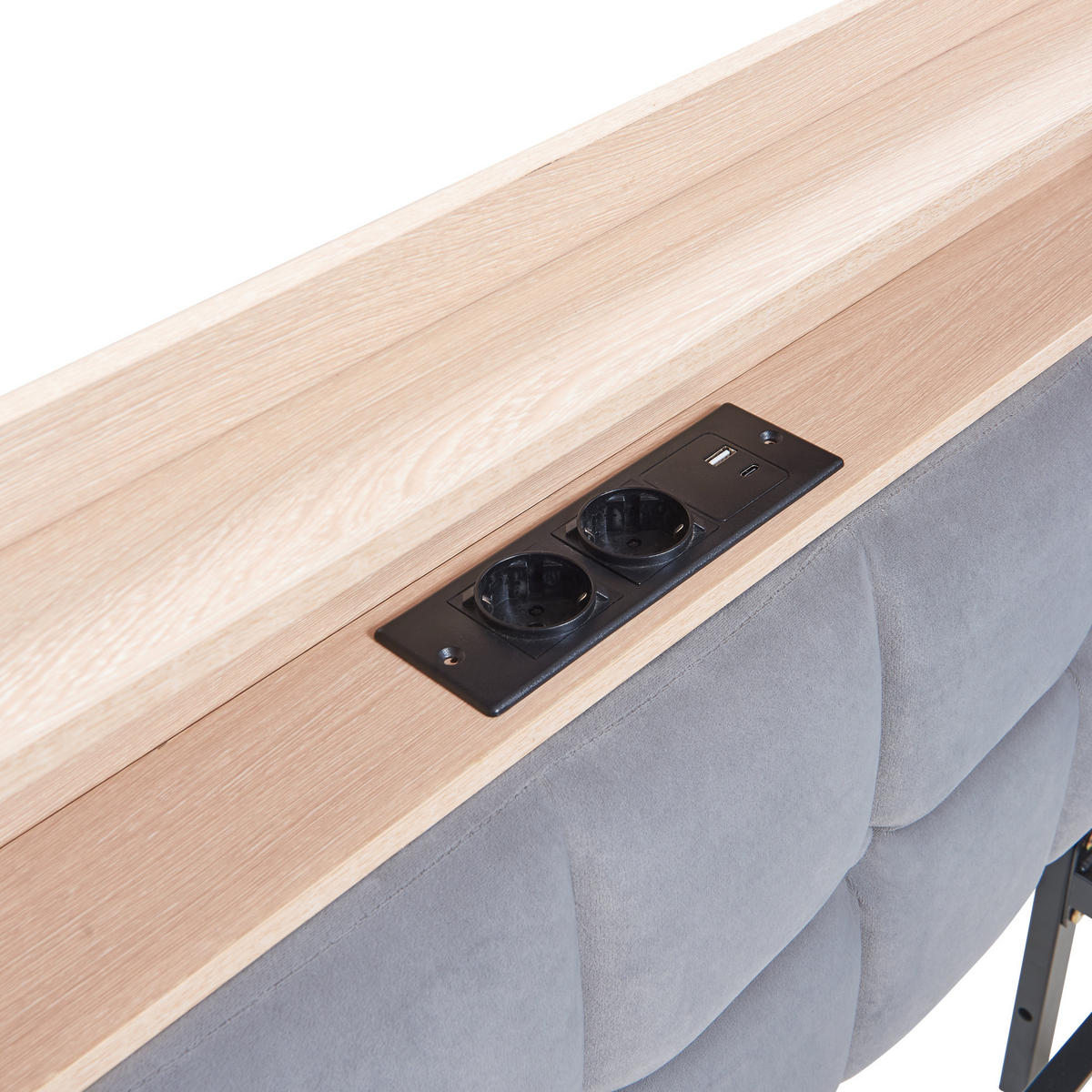 POLSTERBETT 90x200 cm mit 2 Schubladen in Hellgrau - Hellgrau, Textil (90/200cm) - KOMHTOM