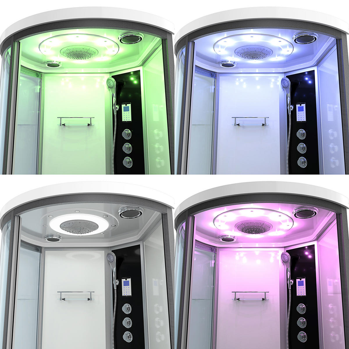 WHIRLPOOL Wanne Duschkabine ws K55-R03-WP-EC 100x1 - Weiß, Glas/Kunststoff (170/220/98cm) - AcquaVapore by Sandra Jentho