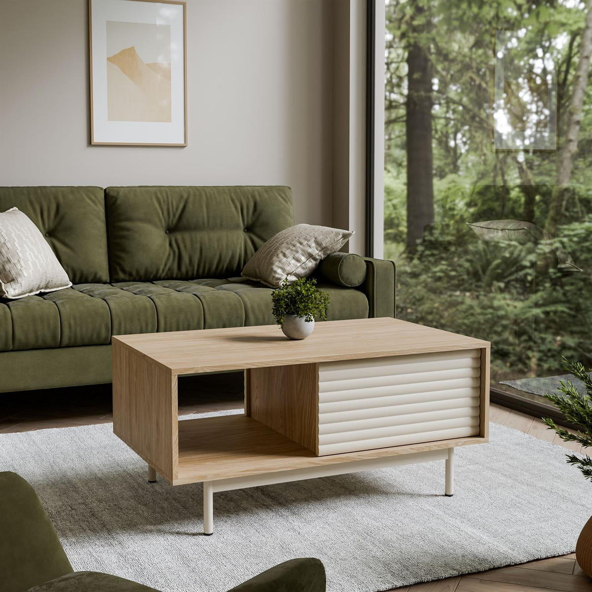 COUCHTISCH FLORENCE mit Stauraumn - Kaschmir, Holzwerkstoff (60/100/47cm) - Lookway