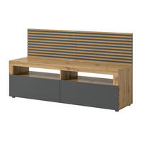 TV-LOWBOARD Eiche Artisan, grau 160 cm mit Akustikpaneelen - Schwarz/Eiche Artisan, Holzwerkstoff/Kunststoff (160/90/45cm) - Inn.Furn