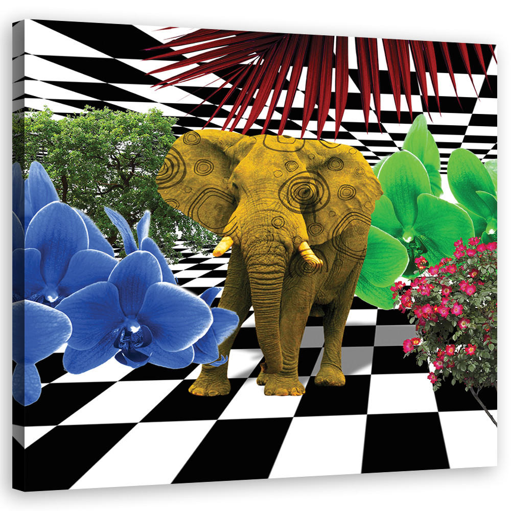 WANDBILD buntes elefant - Multicolor, Textil (50/50cm) - Feeby