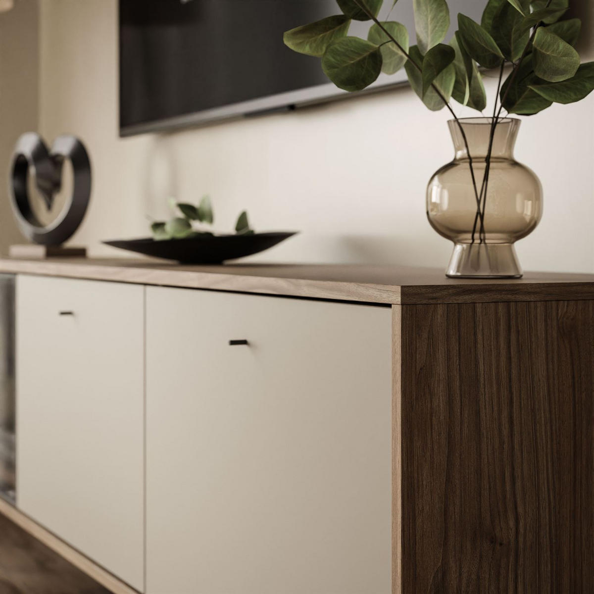 TV-SCHRANK ISA, mit LED-Beleuchtung auf hohen Beinen - Eichefarben, Holzwerkstoff (185/58/40cm) - Lookway