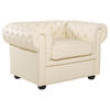 SESSEL Leder creme Chesterfield - Beige/Braun, Leder (108/70/80cm) - Beliani