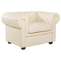 SESSEL Leder creme Chesterfield - Beige/Braun, Leder (108/70/80cm) - Beliani