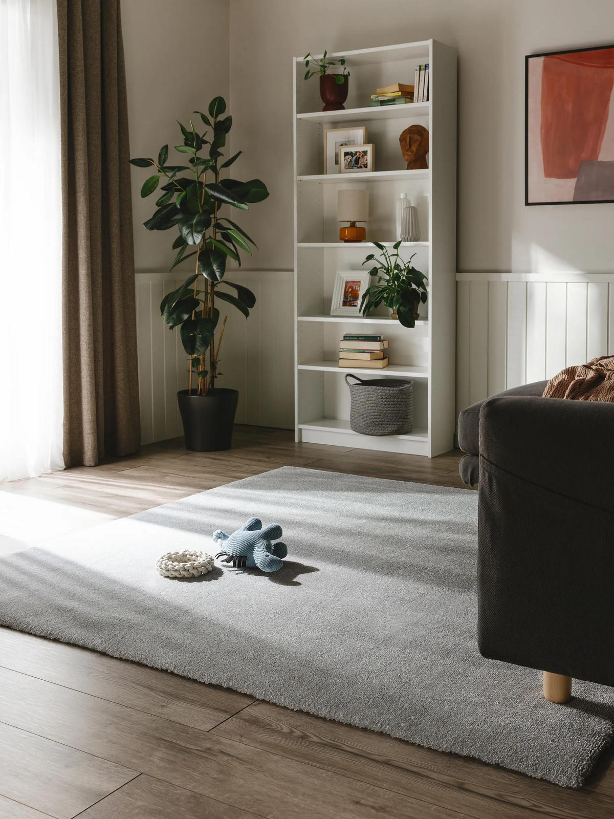 PERIVI čupavi tepih Melvin svijetlosiva 200x200 cm - svijetlo siva, plastika (200/200cm) - benuta Nest