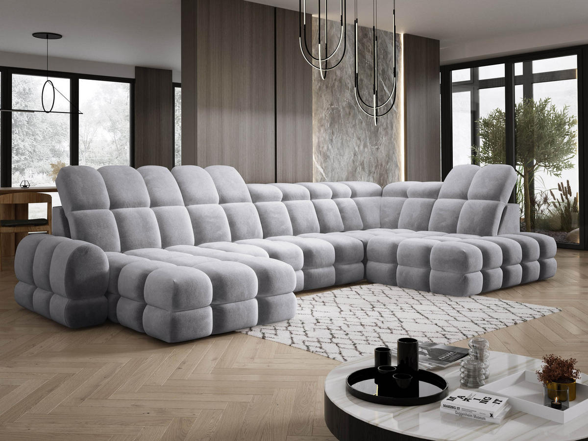 ECKSOFA TOLLO Salvador-stoff U-form 400x217x105 cm grau - Grau, Holz/Textil (217/400cm) - DomoHome