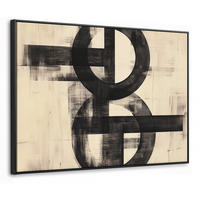 LEINWAND Bilder mit Rahmen - Kreise - Balken - Schwarz - Abstrakt - 80x60 - Schwarz, Textil (80/60cm) - MuchoWow