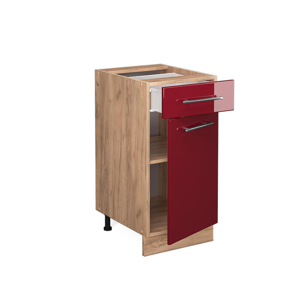 KÜCHENUNTERSCHRANK Fame-Line Bordeaux Hochglanz 40 cm, AP Anthrazit - Bordeaux/Eiche Wotan, Holzwerkstoff (40/82/60cm) - Vicco