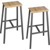 BARHOCKER Industrial-Look (2er-Set) 26/35/77 cm in Wildeiche/Rohstahl - Wildeiche, Holzwerkstoff (35/77/26cm) - bümö