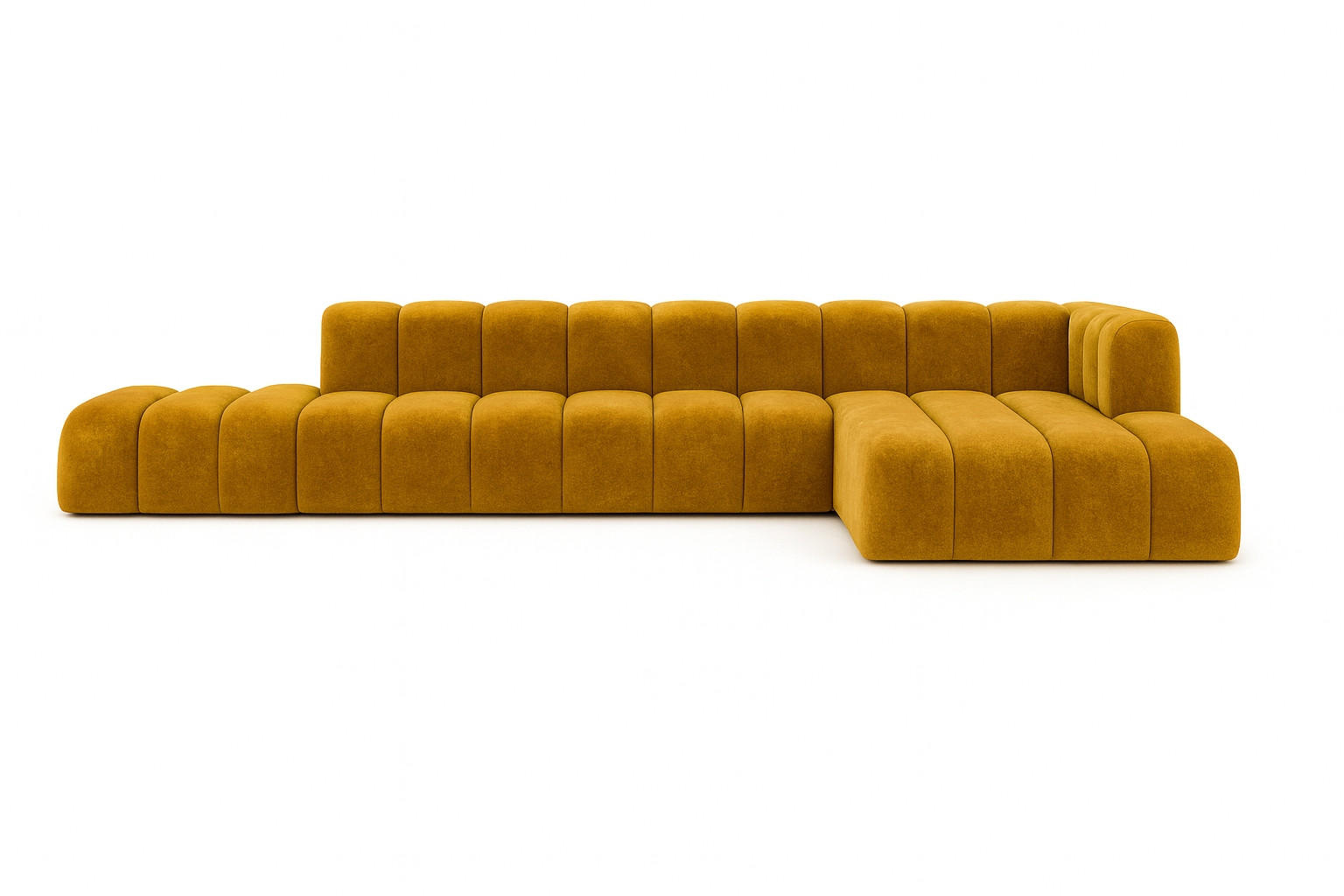 ECKSOFA Mit Hocker GRAND L, Stoff Salvador, Gelb, Rechts - Gelb, Holz (386/179cm) - Kaiser Möbel