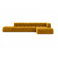 ECKSOFA Mit Hocker GRAND L, Stoff Salvador, Gelb, Rechts - Gelb, Holz (386/179cm) - Kaiser Möbel