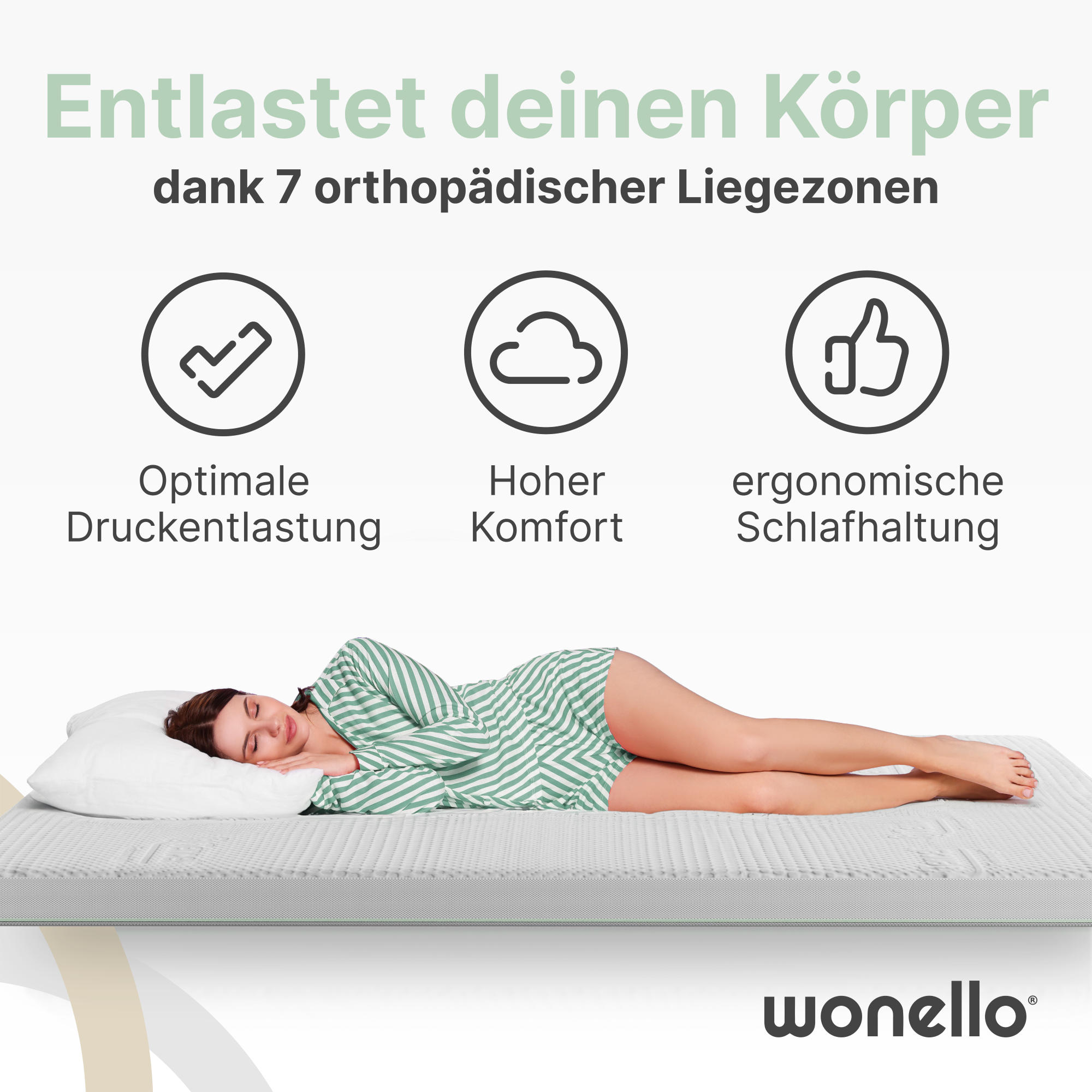 TOPPER 120/200 cm DreamWave 7-Zonen - Weiß, Textil (120/200cm) - wonello