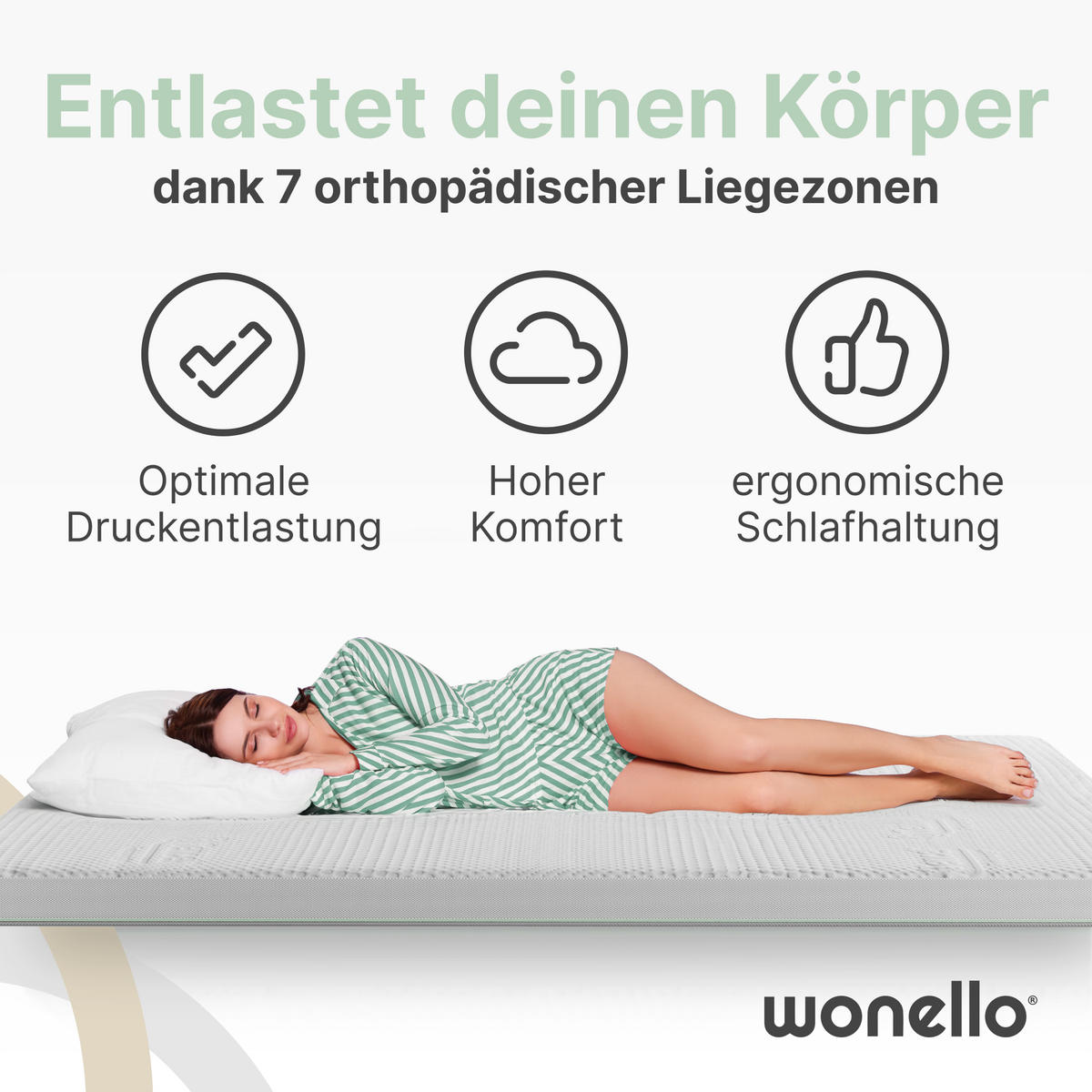 TOPPER 180/200 cm DreamWave 7-Zonen - Weiß, Textil (180/200cm) - wonello