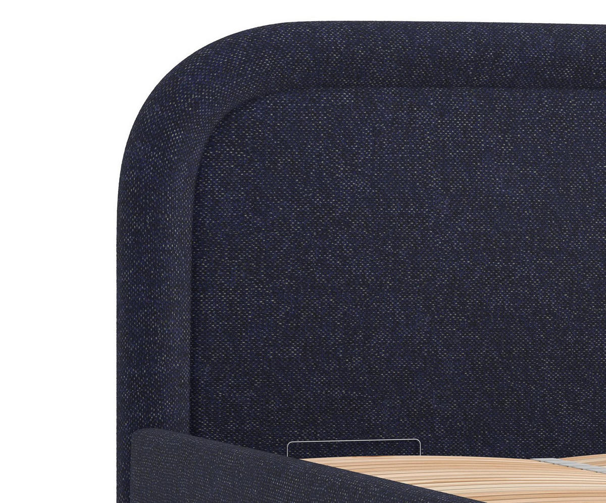 POLSTERBETT Mija Marineblau 160/200 cm im Chenille-Stoff - Naturfarben/Dunkelblau, Holz/Holzwerkstoff (160/200cm) - Maison de Reve