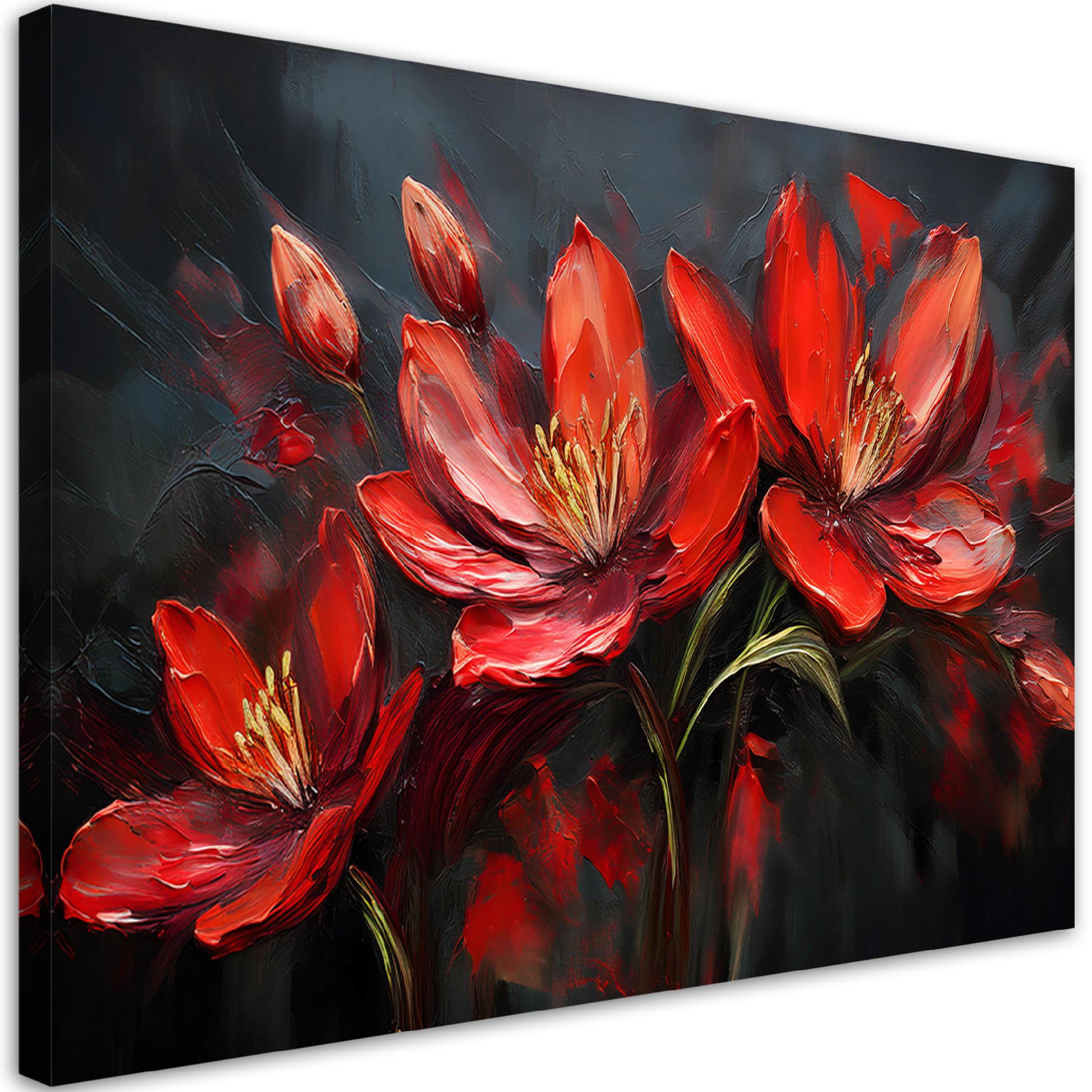 WANDBILD rot bemalte mohnblumen - Rot, Textil (60/40cm) - Feeby