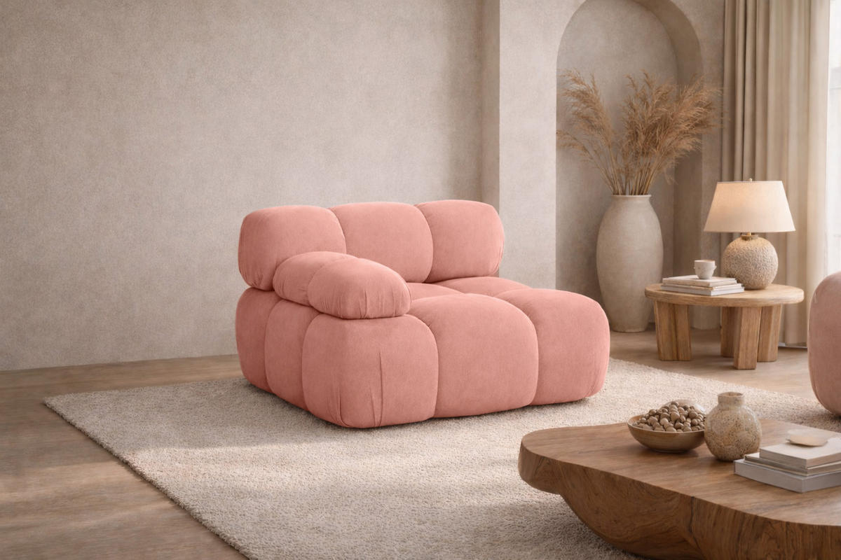 MODUL Seitlich, Für Modulares System, Stoff Salvador, Rosa, Links, Selia - Pink, Holz (95/70/95cm) - Kaiser Möbel