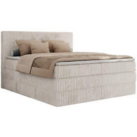BOXSPRINGBETT TILIANO KING - 180/200 - Beige Cord - H3 - Beige, Holz/Textil (180/200cm) - MKS