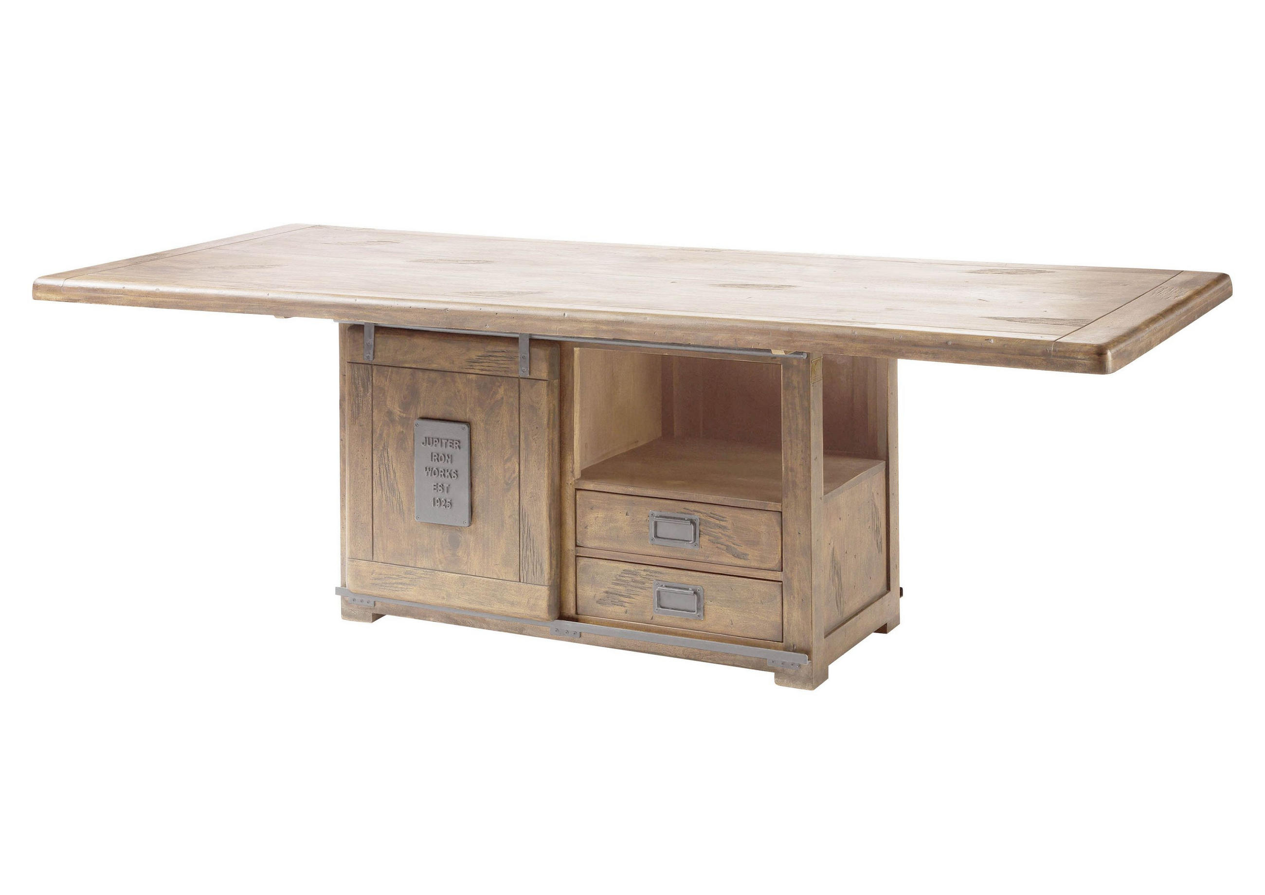 ESSTISCH Mango 200x100x76 whitewash lackiert RAILWAY #398 - Beige, Holz (200/100/76cm) - Massivmoebel24
