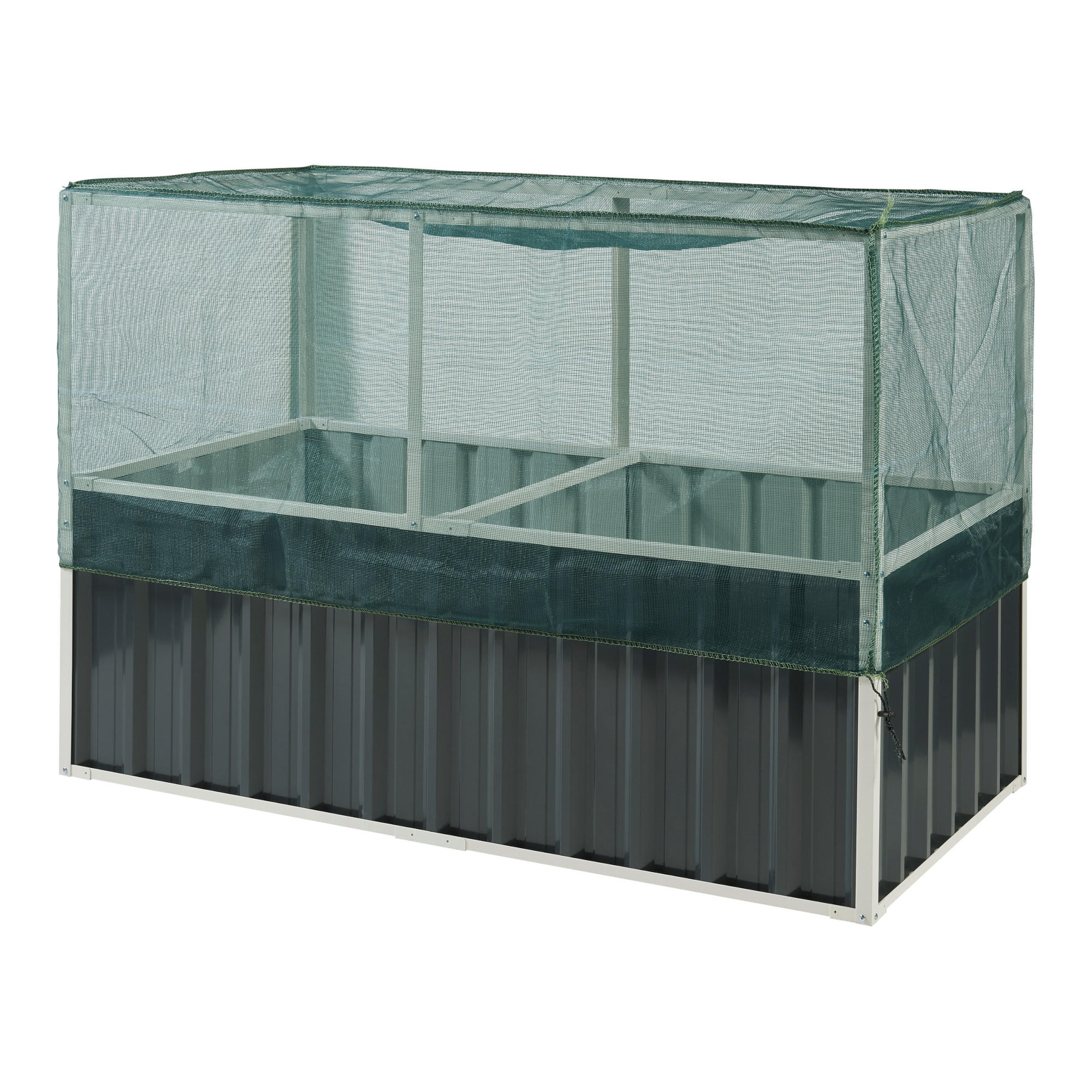 HOCHBEET Alblasserdam mit Netz - Anthrazit, Metall (174/118/90cm) - [en.casa]
