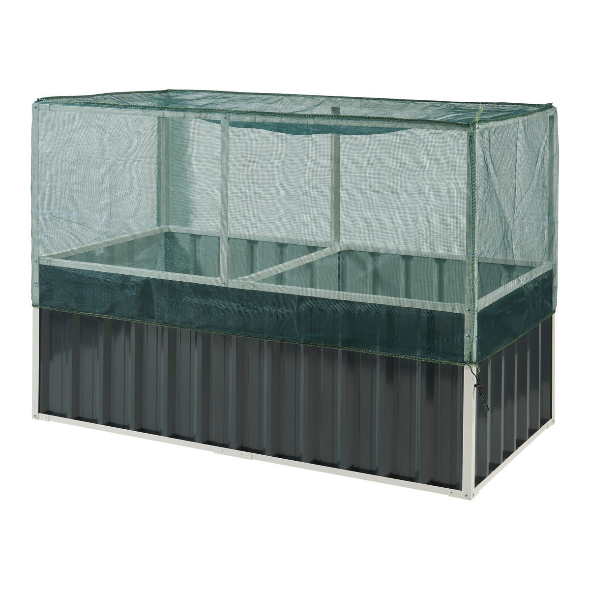 HOCHBEET Alblasserdam mit Netz - Anthrazit, Metall (174/118/90cm) - [en.casa]