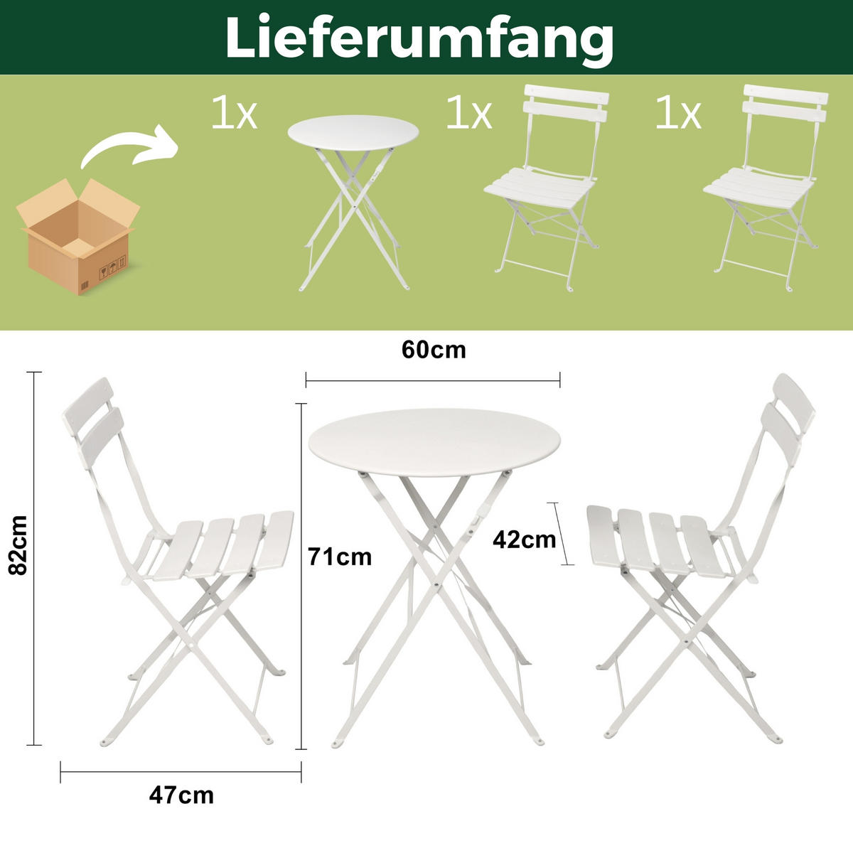BISTRO SET Weiß - Weiß, Metall - Albatros