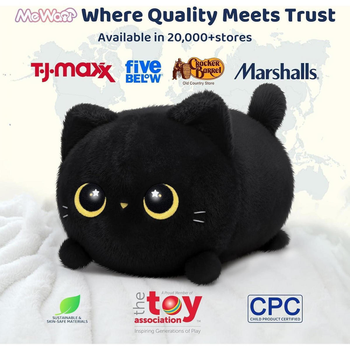 PLÜSCHTIER Schwarze Katze 40 cm - Schwarz, Textil (22/26cm)