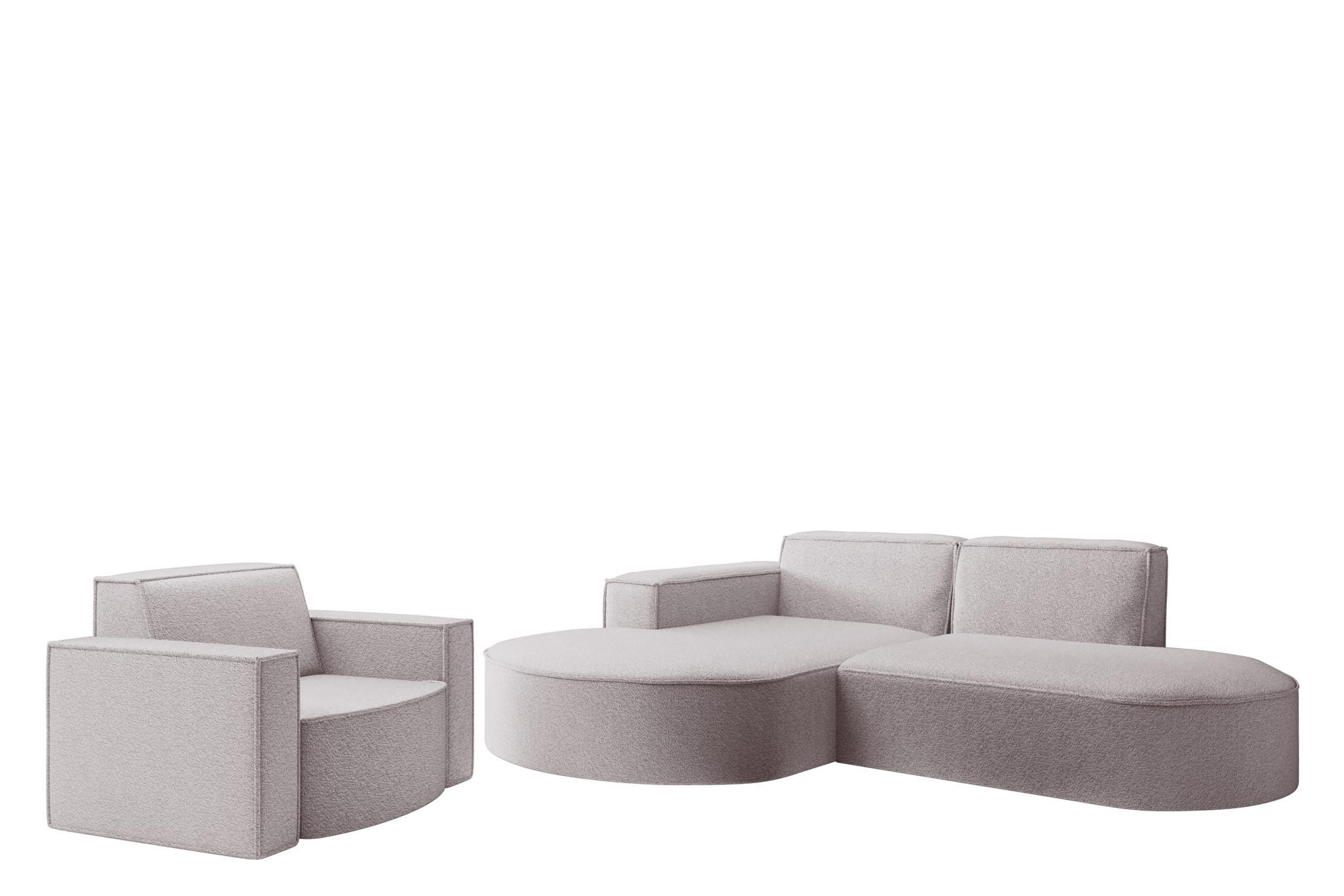 SOFASET Palma Ecksofa Sessel Ascot - Rosa, Holzwerkstoff/Textil (236/78/165cm) - Fun Möbel