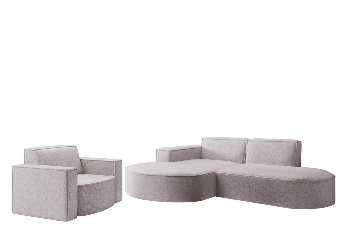 SOFASET Palma Ecksofa Sessel Ascot - Rosa, Holzwerkstoff/Textil (236/78/165cm) - Fun Möbel