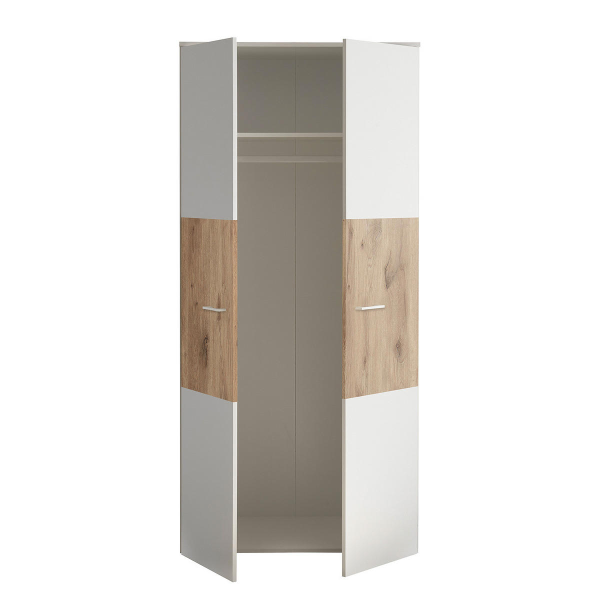 KLEIDERSCHRANK - Eichefarben/Silberfarben, Holzwerkstoff/Kunststoff (90/195/60cm) - home24