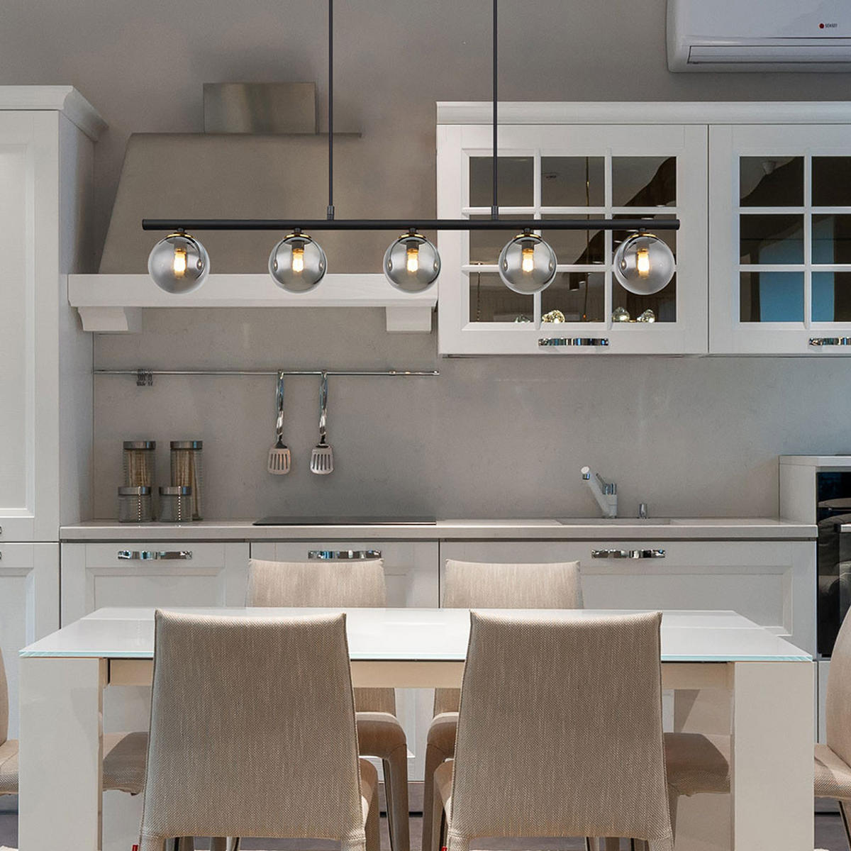 HÄNGELEUCHTE Metall Glas Grau - Grau, Glas (90/10/120cm) - Globo Lighting