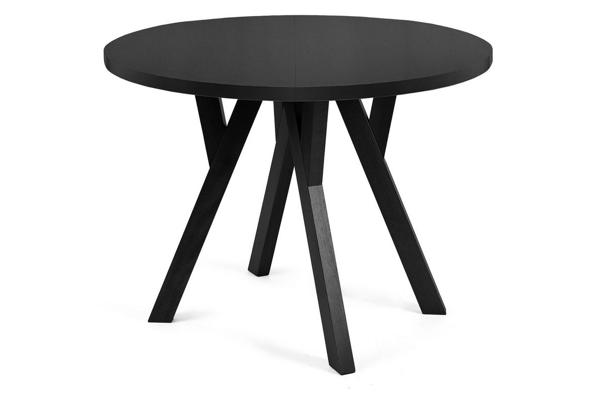ESSTISCH INDAGA Ausziehbar 100-140cm Rund, mattes Schwarz - Schwarz Hochglanz/Schwarz, Holz (100/140/75cm) - KONSIMO®