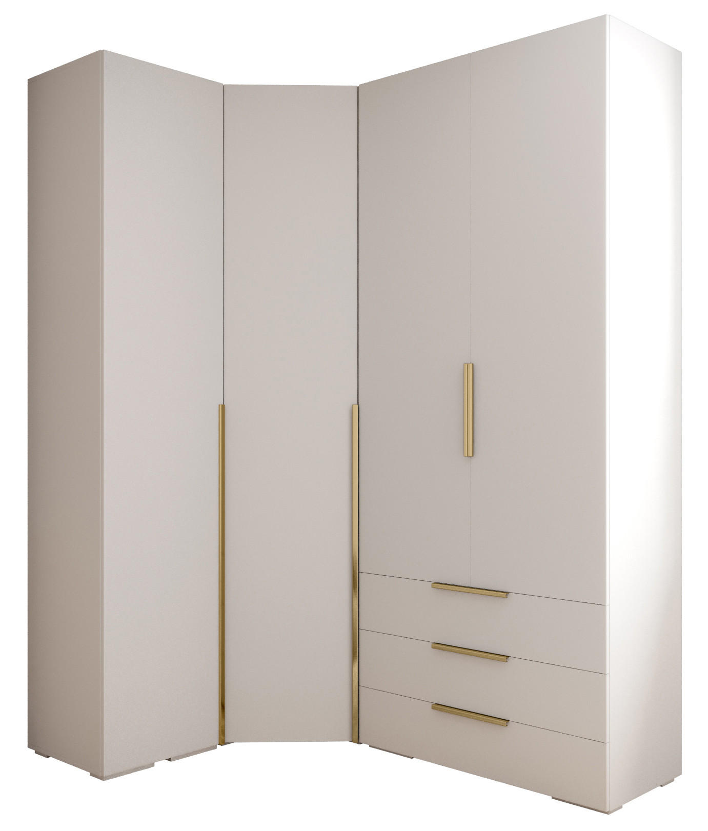 GARDEROBEN-SET 236,7/181,7/47 - Goldfarben/Weiß, Holz/Kunststoff (181.7/236.7/47cm) - Abiks Möbel