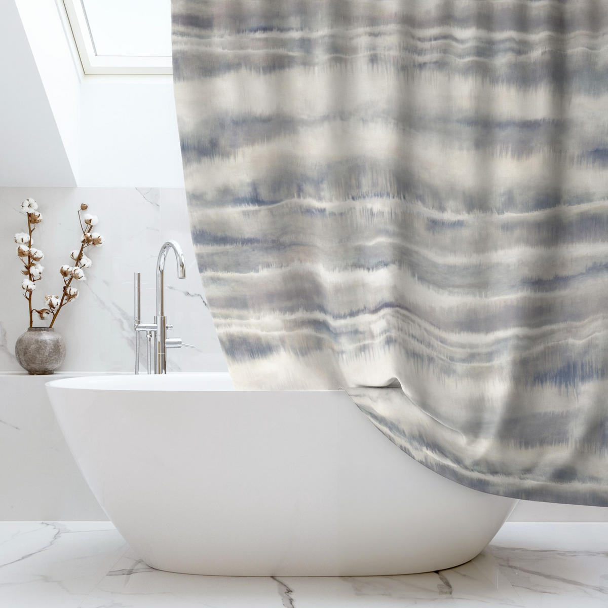DUSCHVORHANG Aquarell Nebel Streifen 180/180 cm - Beige, Textil (180/180cm) - Bilderwelten
