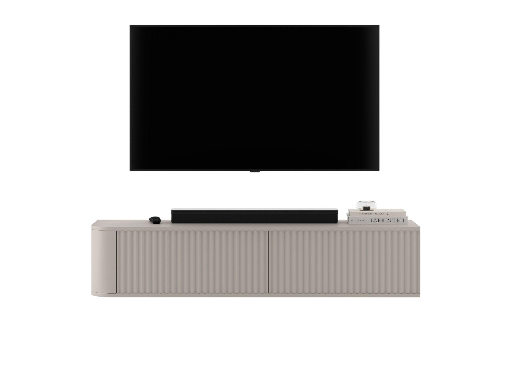 TV komoda Aurora matná kašmírová 140 cm - kašmírová, kompozitné drevo (140/30/35cm) - Meble Lindner