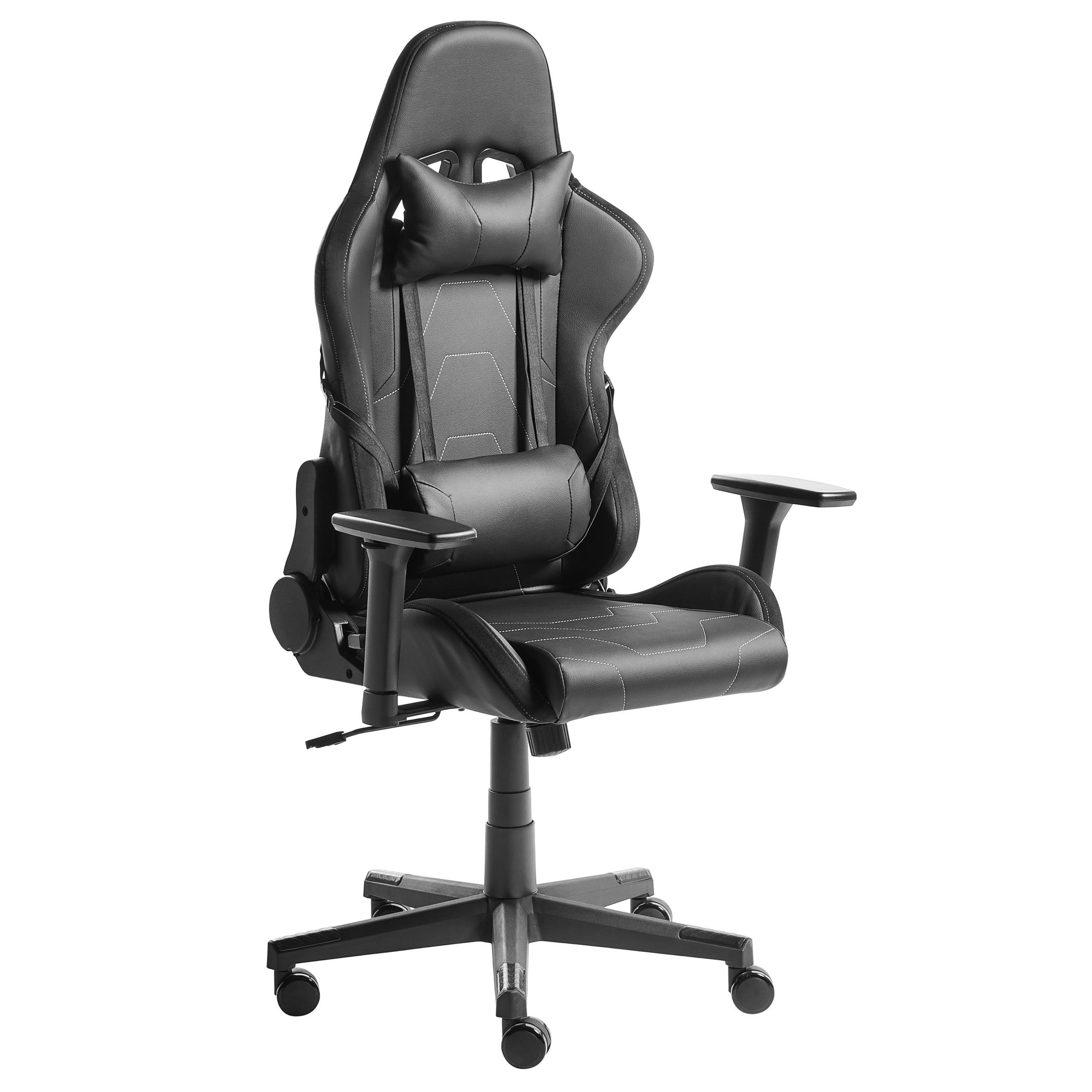 GAMING Stuhl Kunstleder Schwarz Voltixa - Schwarz, Kunststoff/Textil (70/129/70cm) - Beliani