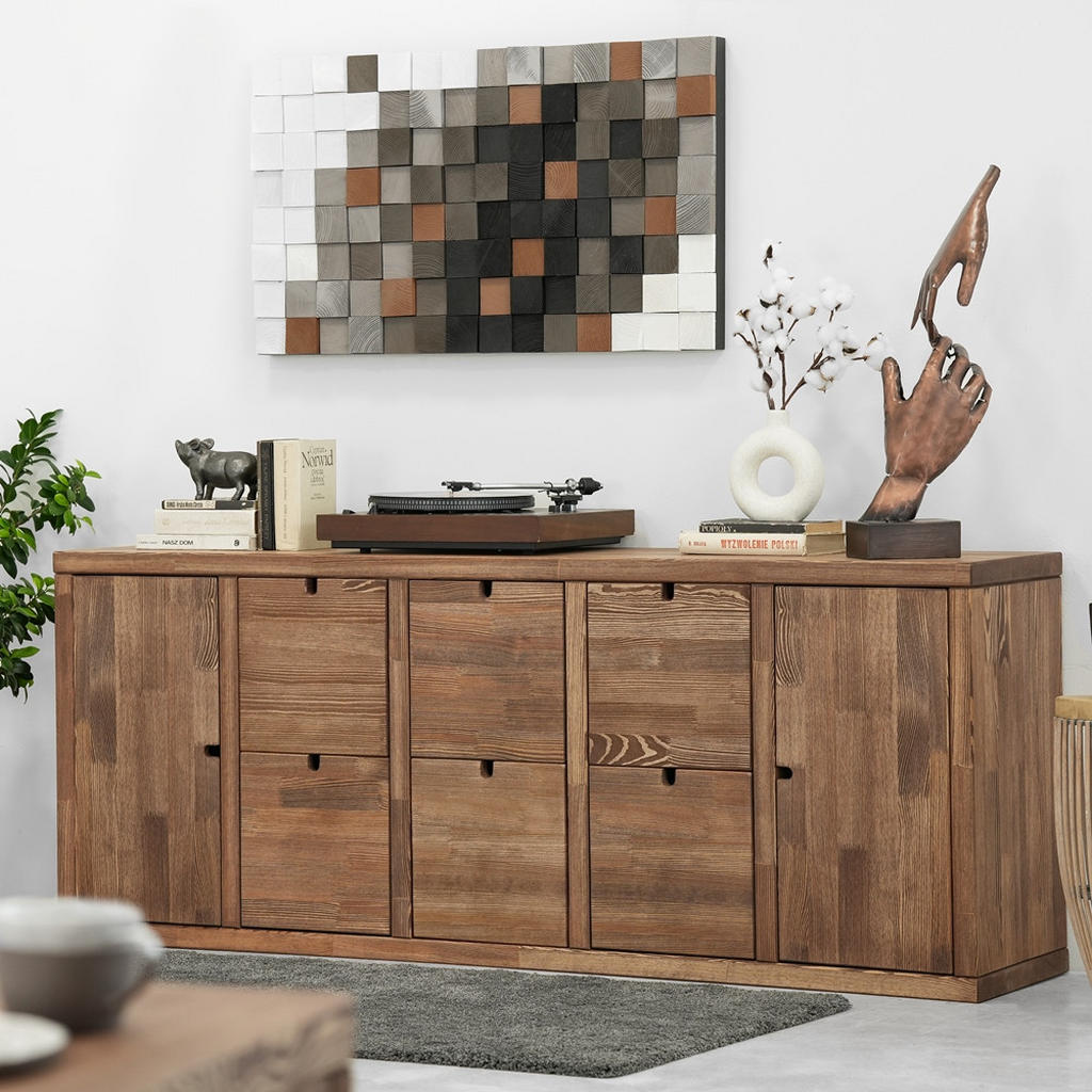 Thumbnail - Seart Kommode, Dunkelbraun, Holz, Echtholz,Kiefer, 6 Schubladen, 180x71x40 cm, Wohnzimmer, Kommoden & Sideboards, Kommod...
