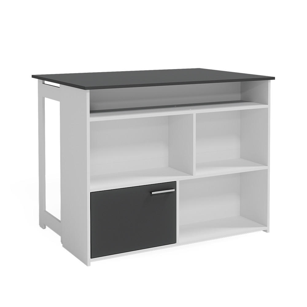 MASA DE BAR Dominic Antracit/alb 116 x 37 cm 4x compartimente deschise si 1x usa
