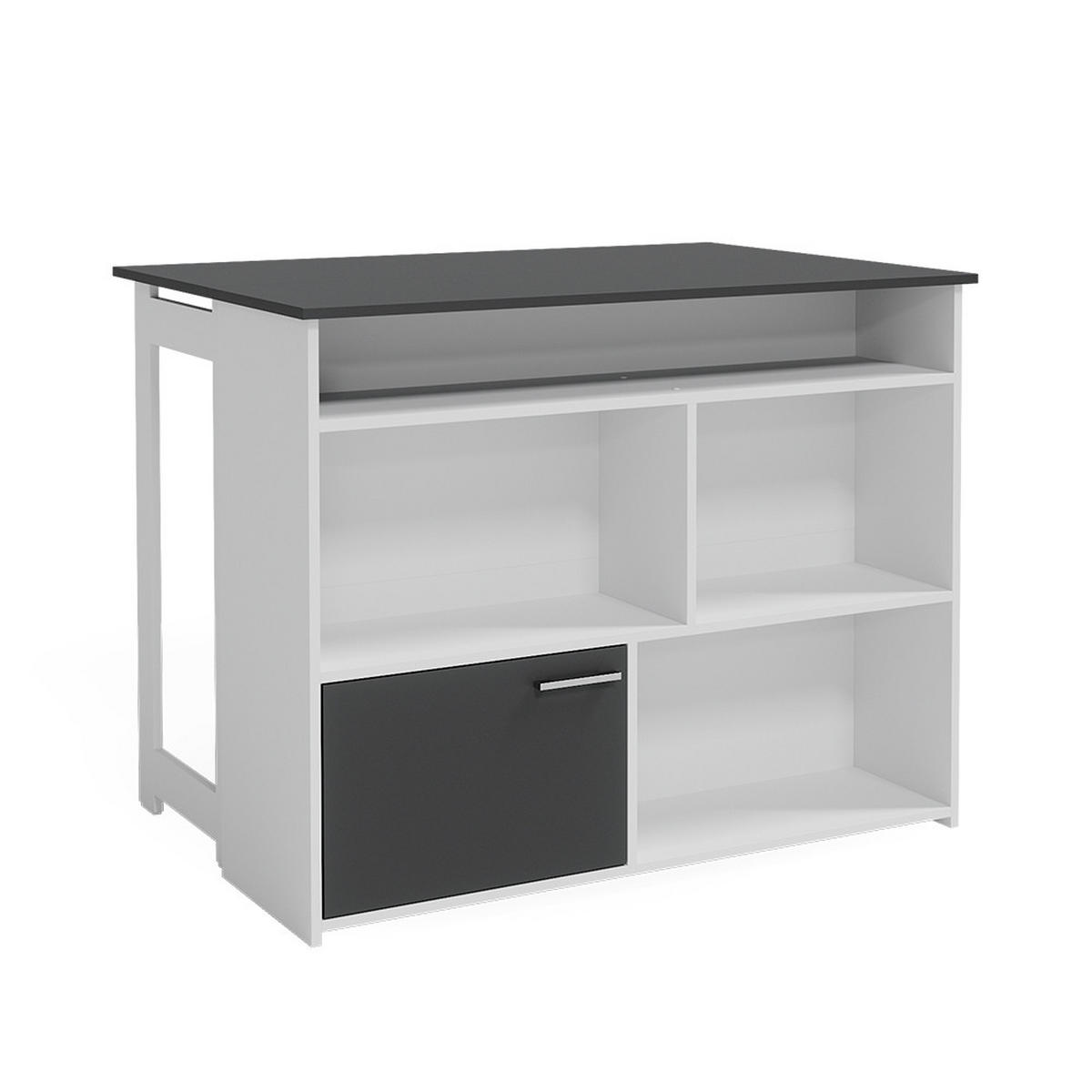BARTISCH Dominic Anthrazit/Weiß 116 x 37 cm 4x offene Fächer und 1x Tür - Anthrazit/Weiß, Holzwerkstoff (116/90.5/37cm) - Vicco