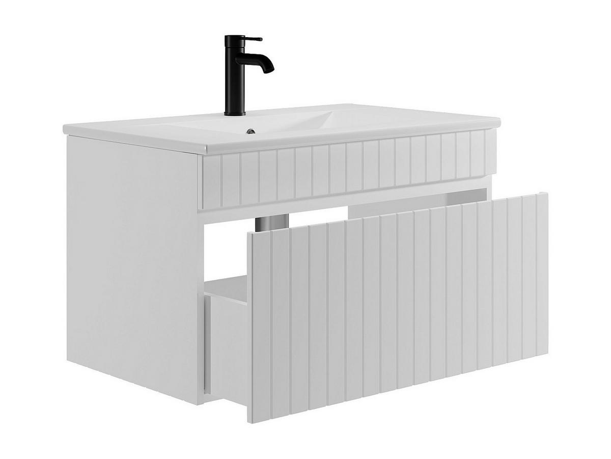 EINZELWASCHTISCH - 80cm x 46cm - MDF - weiß - SATARA - Weiß, Holz (80/46/46cm) - Vente-Unique