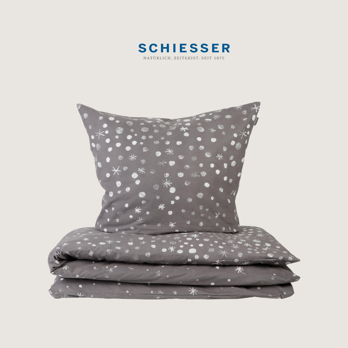 BETTWÄSCHESET Runa - Feinbiber - 2-teilig - 155 x 220 cm - Grau - Grau, Textil (155/220cm) - SCHIESSER