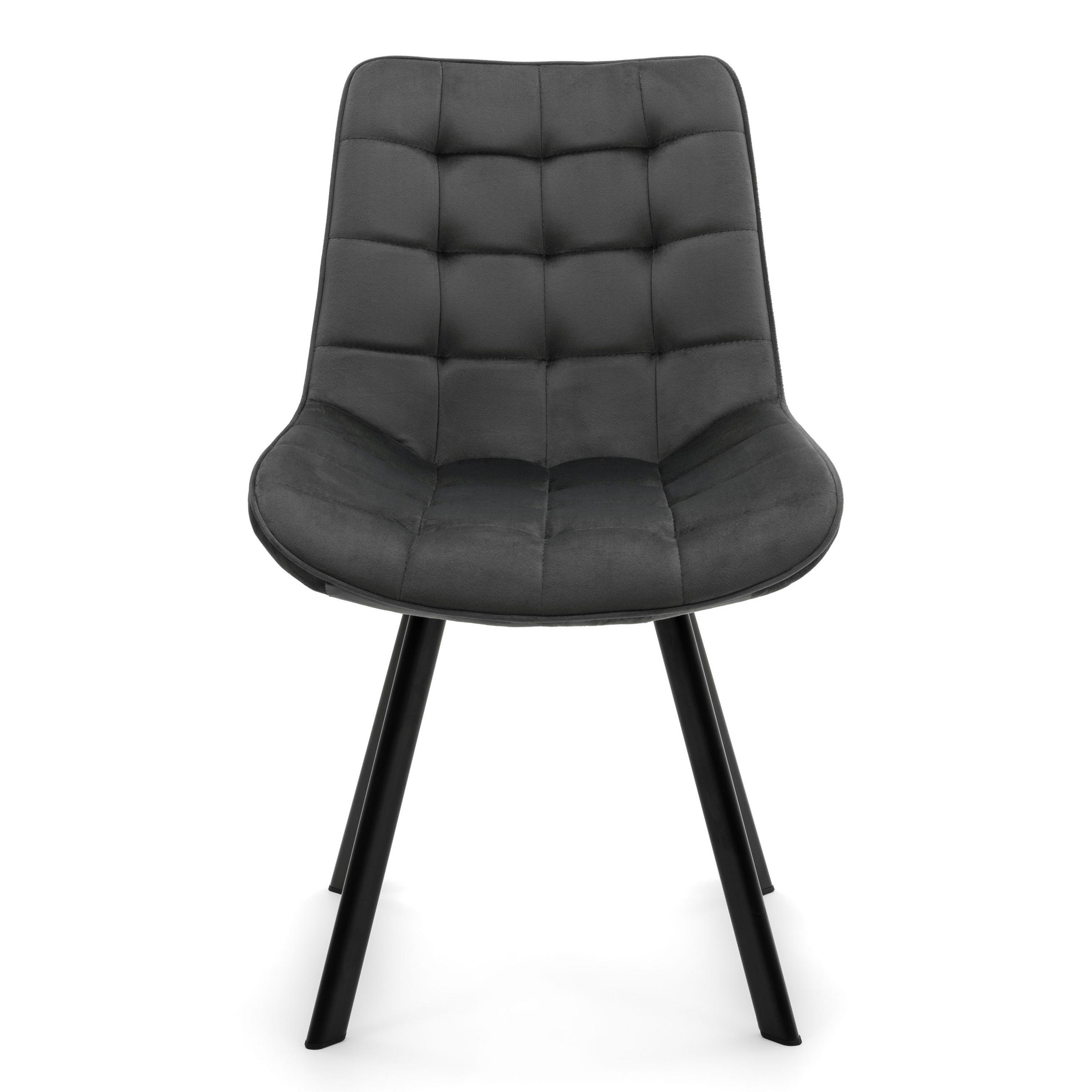 STUHL TORI gepolsterter mit Steppung - grau - Samt Velour - Schwarz/Grau, Textil/Metall (53/86/60cm) - NEW HOME