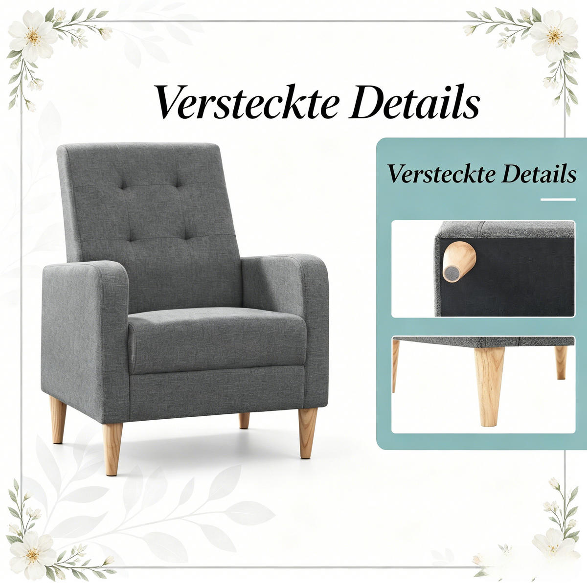SESSEL 1-Sitzer mit hoher Rückenlehne, DE-42157, Dunkelgrau - Dunkelgrau, Holzwerkstoff (61/90.5/54cm) - ComfortXL