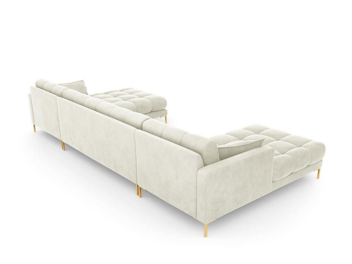 PANORAMASOFA Mamaia aus Samt leichtes beige 6 Sitzplätze - Creme, Textil (185/75/383cm) - Micadoni