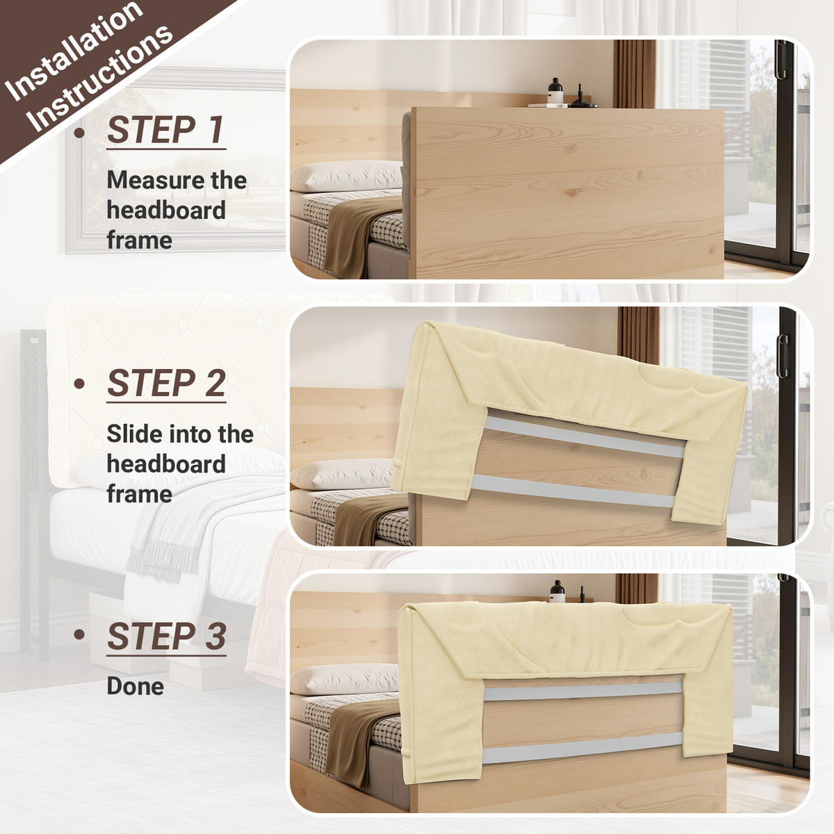 KOPFTEIL Quadratisches Raster Wildlederimitat 60*200cm - Beige/Grau, Textil (10/60/200cm) - Vercart