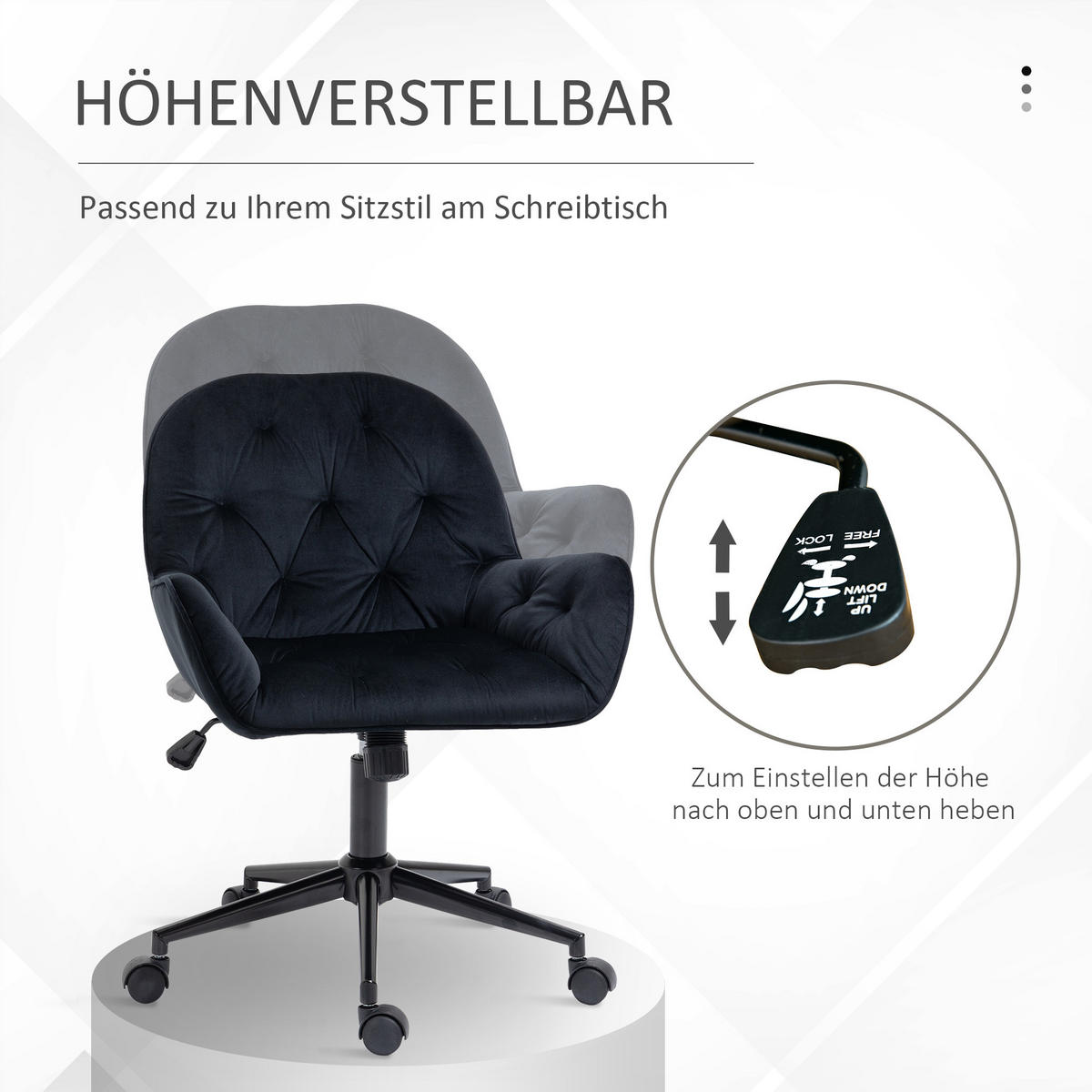 BÜROSTUHL, Polyester, Schwarz - Schwarz, Kunststoff (61/91/60cm) - Vinsetto
