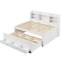 AUSZIEHBETT 140/200 cm DE-04430, mit LED und 3 Schubladen in Weiß - Weiß, Holzwerkstoff (90/200cm) - ComfortXL