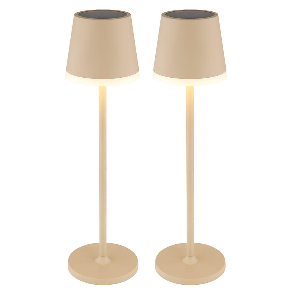 LED AUSSENLEUCHTE Metall Beige 2er Set - Beige, Metall (11/11/41cm) - Globo Lighting